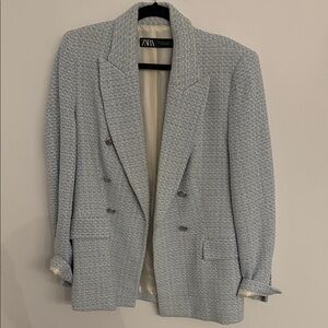 ZARA | NWOT Light Blue Textured Blazer